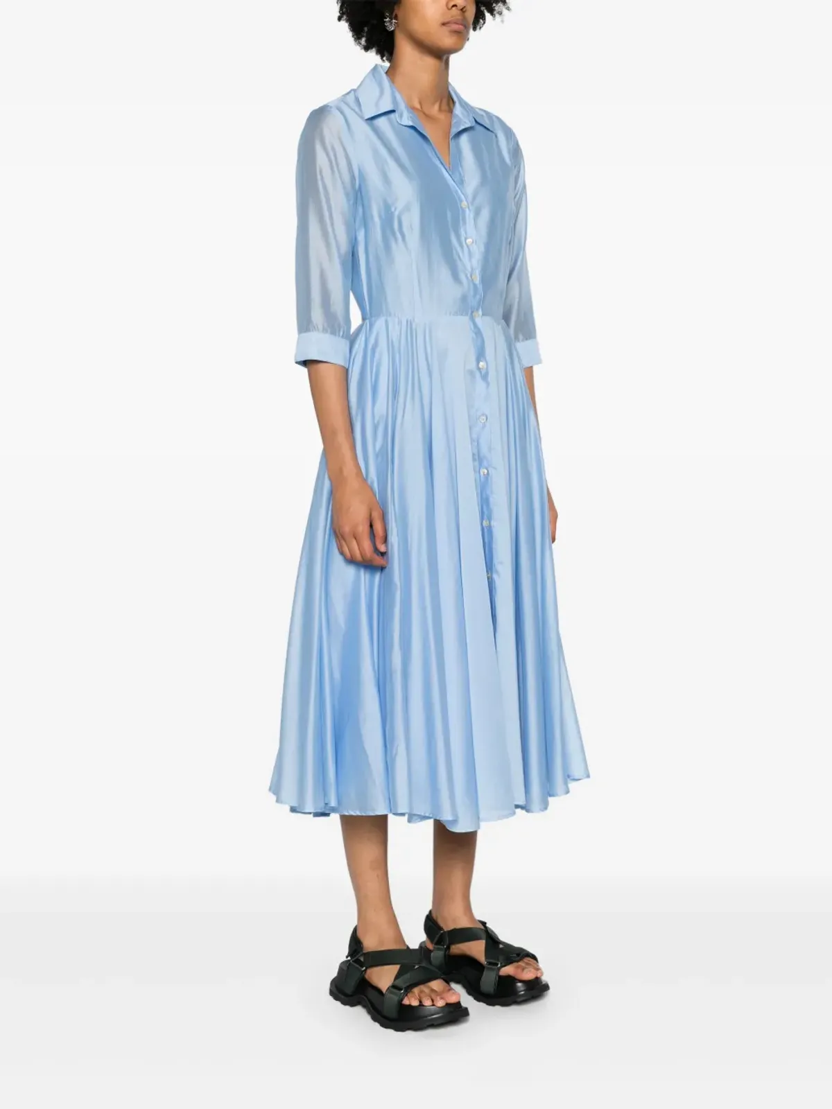 DRHOPE flared midi shirtdress - Blue - 画像3
