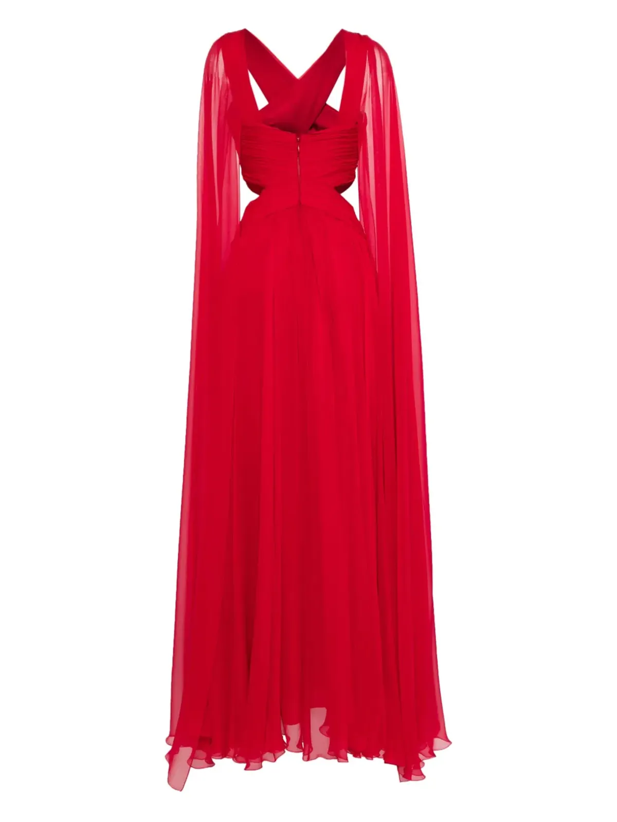 Zuhair Murad シルクシフォン ケープ付きイブニングドレス - レッド - 画像2