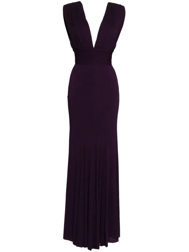 Herve L. Leroux Herve L. Leroux プリーツフィッシュテールガウンの商品画像