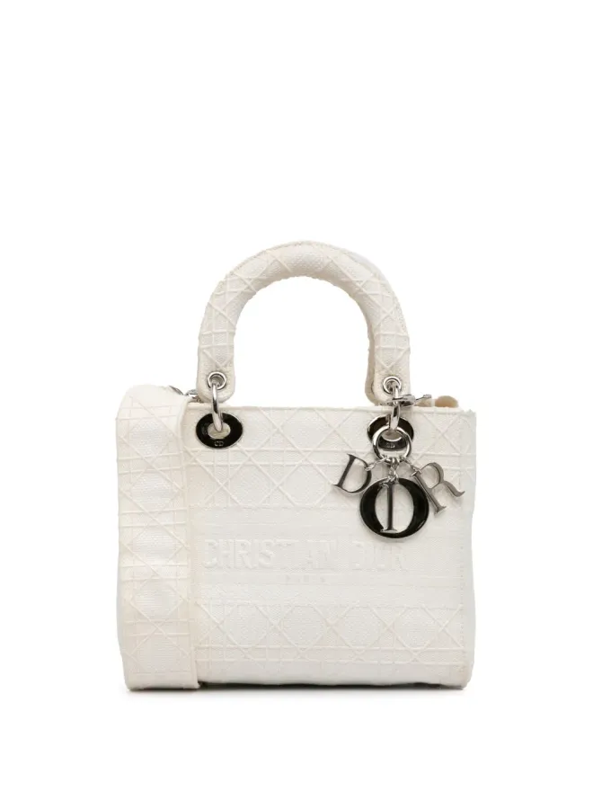 Christian Dior Pre-Owned Christian Dior ビンテージ 2010年 ミディアム キャナージュ レディ D-Lite サッチェル - ホワイトの商品画像