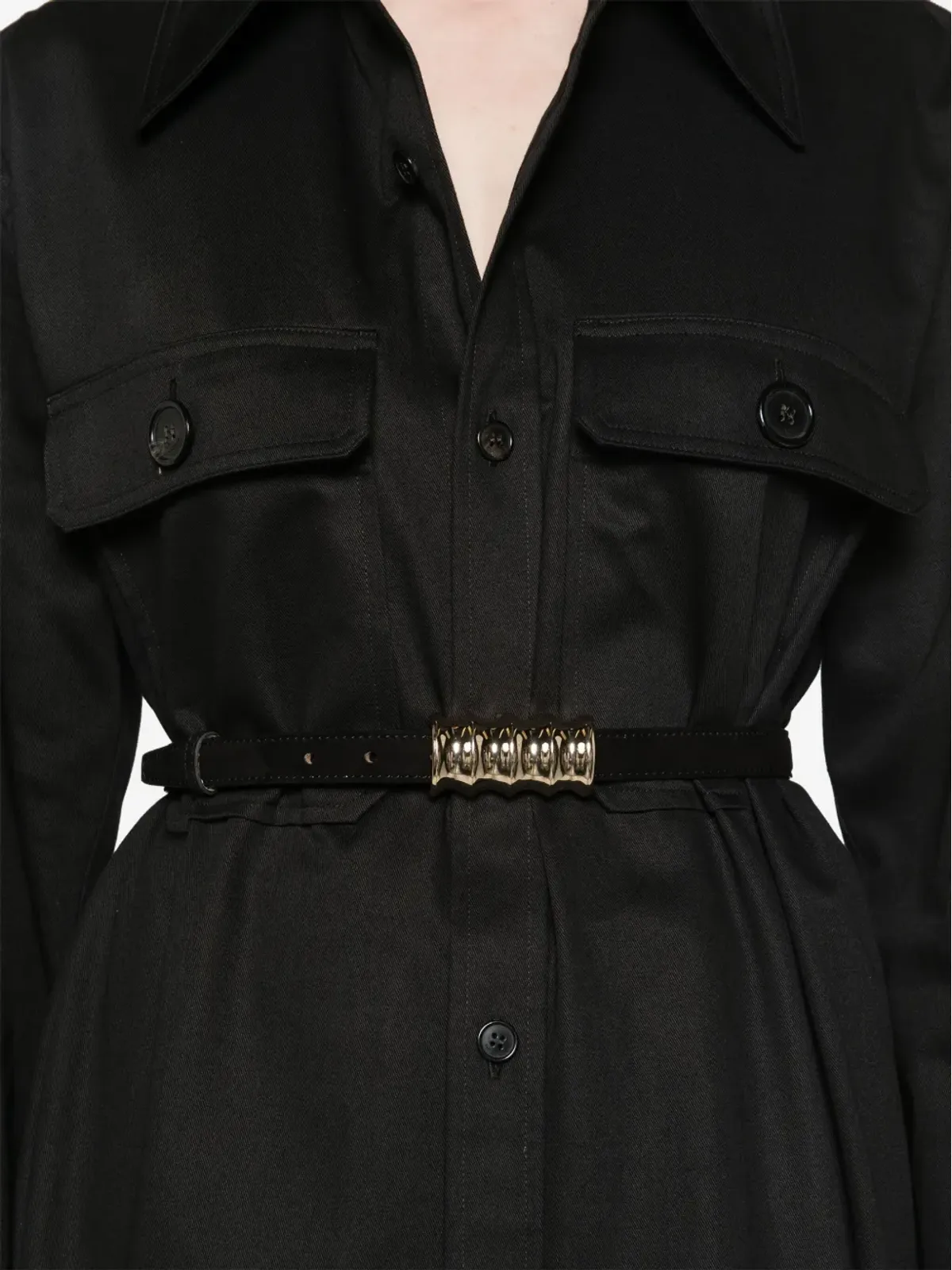 Saint Laurent サハリエンヌ ツイル コットン シャツ ブラック - 画像5
