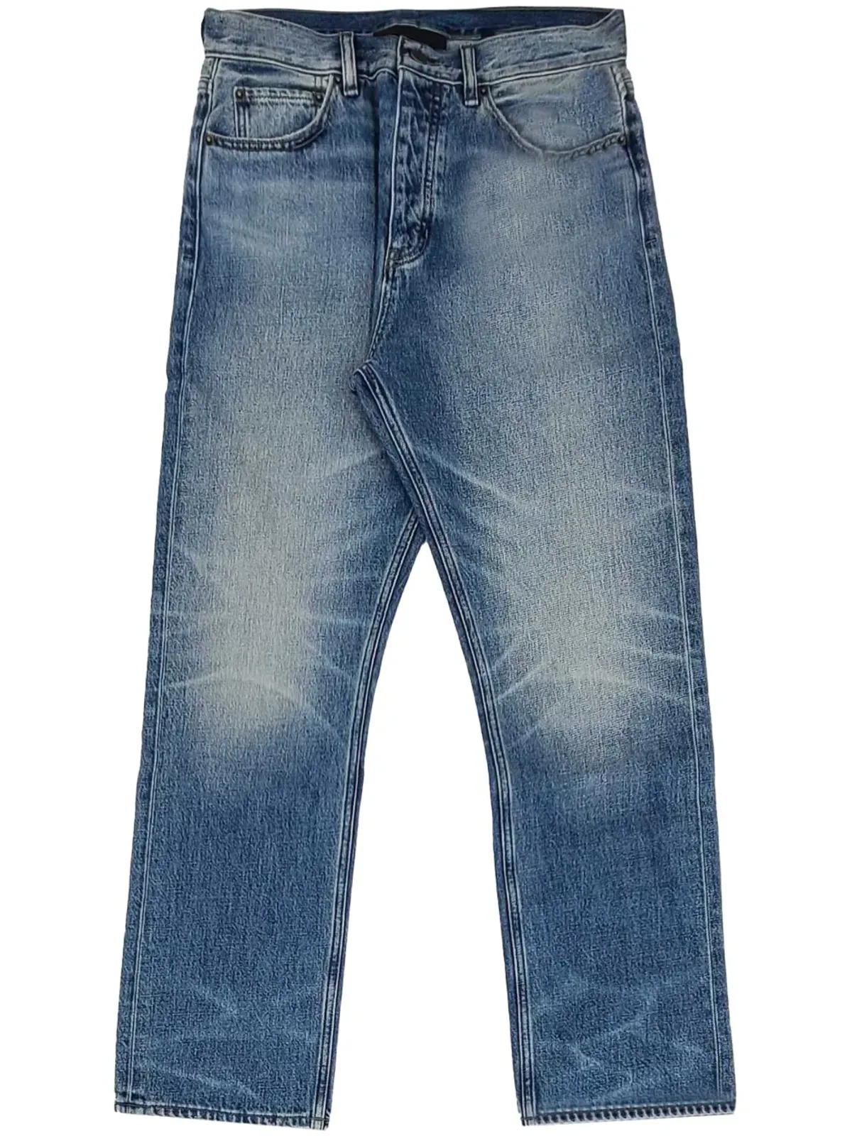 FEAR OF GOD ESSENTIALS 膝のヒゲ加工が施されたストレートジーンズ - ブルー - 画像1