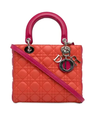 Christian Dior ビンテージ 2013年 ミディアム ツートーン ラムスキン キャナージュ レディ サッチェル オレンジ - サムネイル1