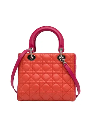 Christian Dior ビンテージ 2013年 ミディアム ツートーン ラムスキン キャナージュ レディ サッチェル オレンジ - サムネイル2