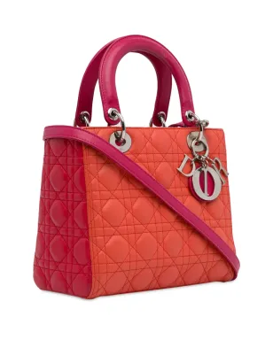 Christian Dior ビンテージ 2013年 ミディアム ツートーン ラムスキン キャナージュ レディ サッチェル オレンジ - サムネイル3