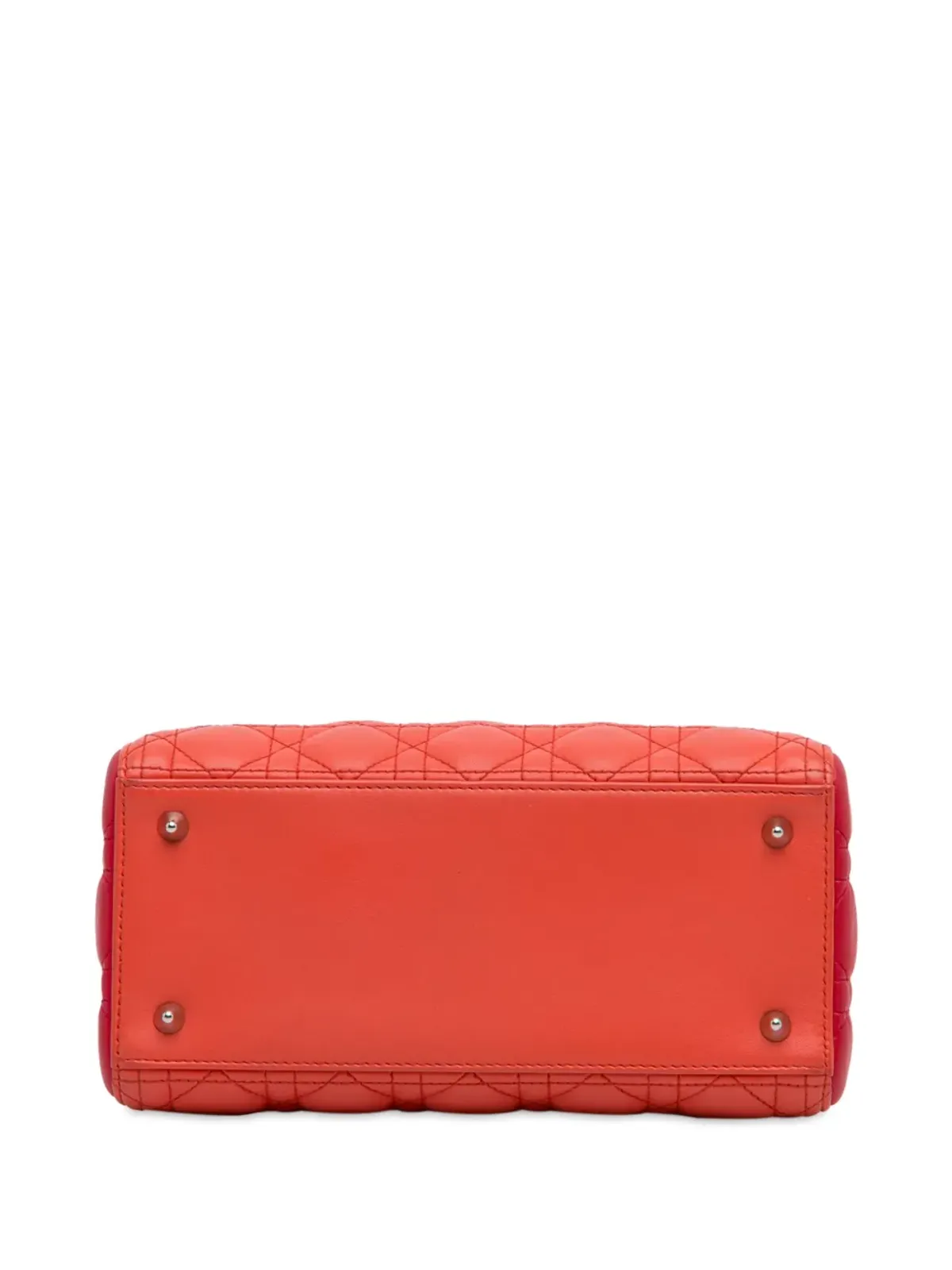 Christian Dior ビンテージ 2013年 ミディアム ツートーン ラムスキン キャナージュ レディ サッチェル オレンジ - 画像4
