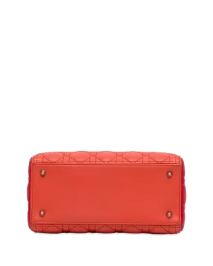 Christian Dior ビンテージ 2013年 ミディアム ツートーン ラムスキン キャナージュ レディ サッチェル オレンジ - サムネイル4