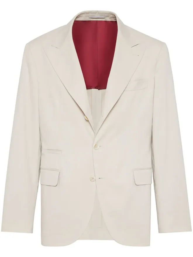 Brunello Cucinelli Brunello Cucinelli 解体的デザインのギャバジン 大きめラペル ブレザー ニュートラルカラーの商品画像