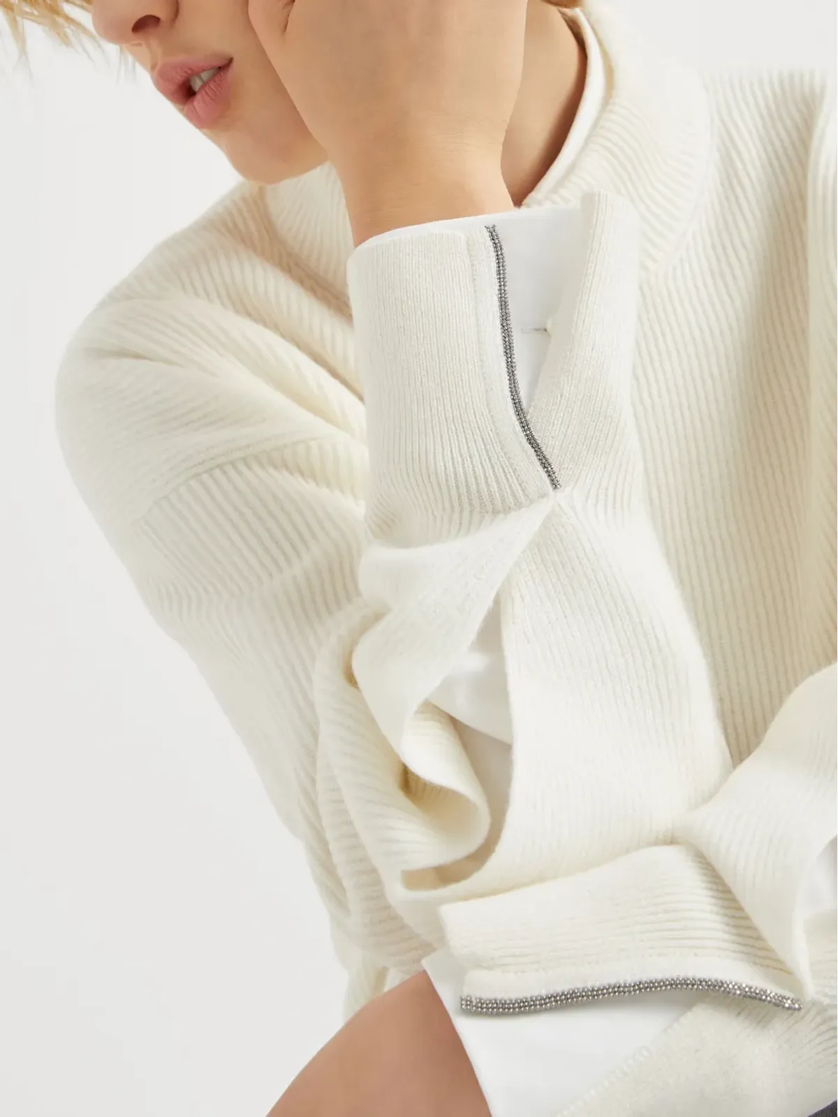 Brunello Cucinelli カシミア モックネック ホワイト - 画像5