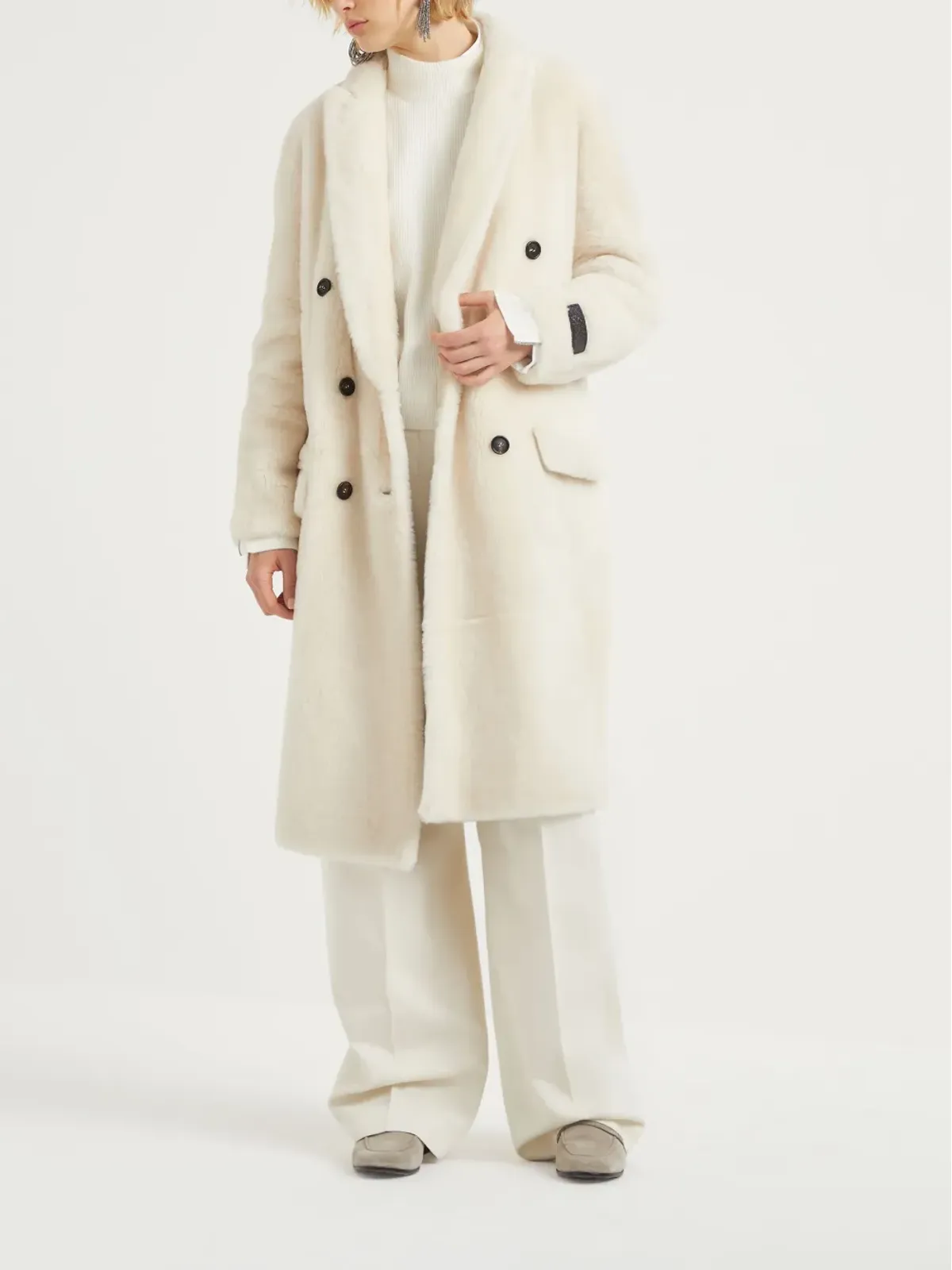 Brunello Cucinelli カシミア モックネック ホワイト - 画像2
