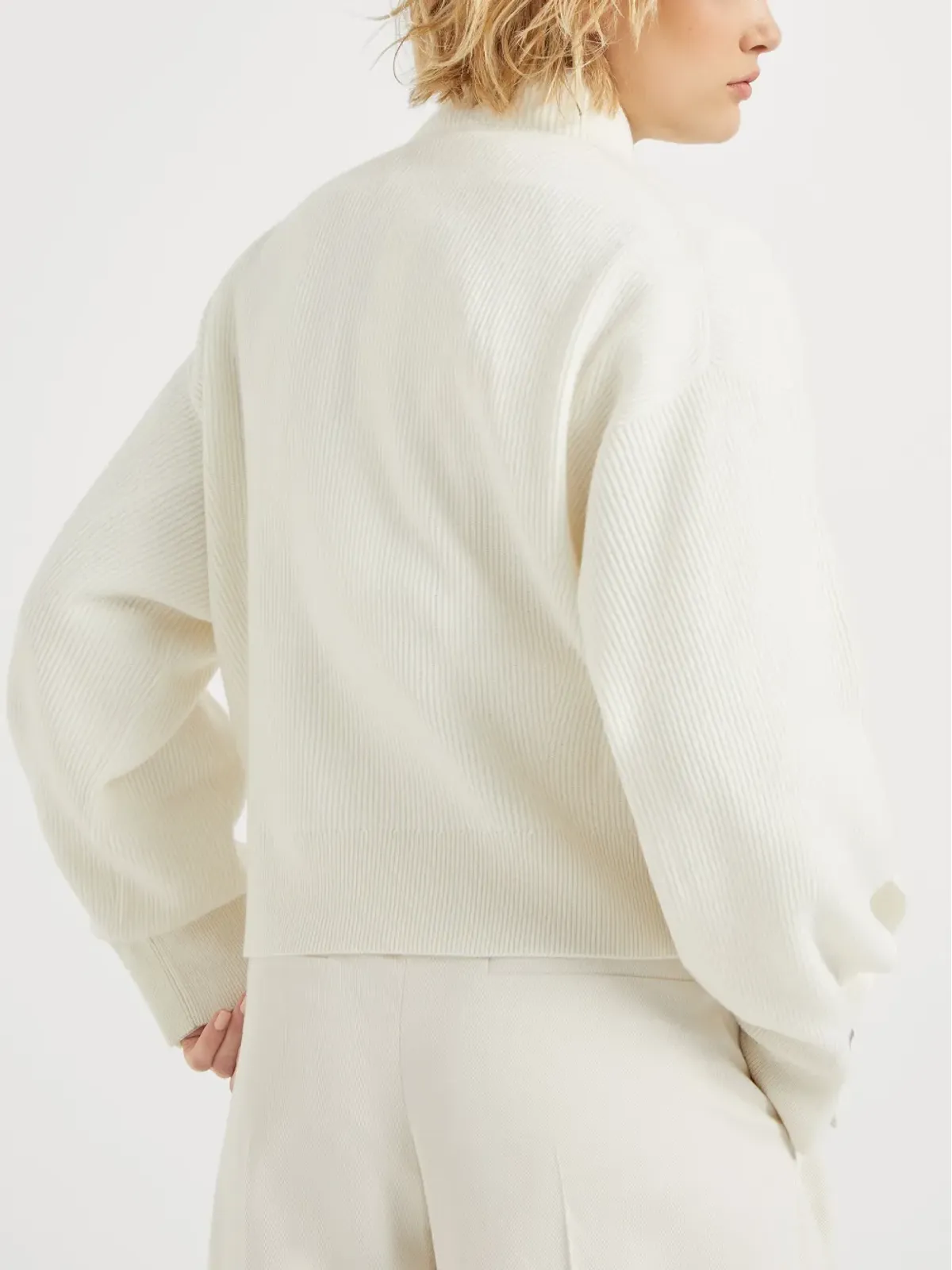 Brunello Cucinelli カシミア モックネック ホワイト - 画像4