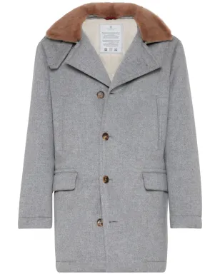 Brunello Cucinelli ショートカシミヤコート - グレー - サムネイル1