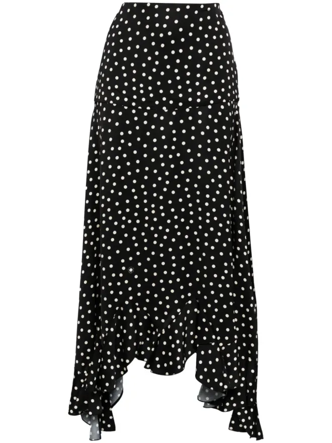 Stella McCartney Stella McCartney アシンメトリック ポルカドット マキシスカート - ブラックの商品画像