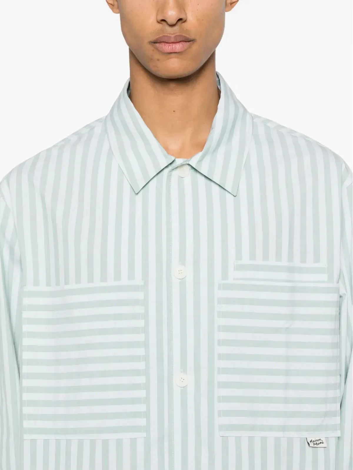 Maison Kitsuné ストライプコットンシャツ - ブルー - 画像5