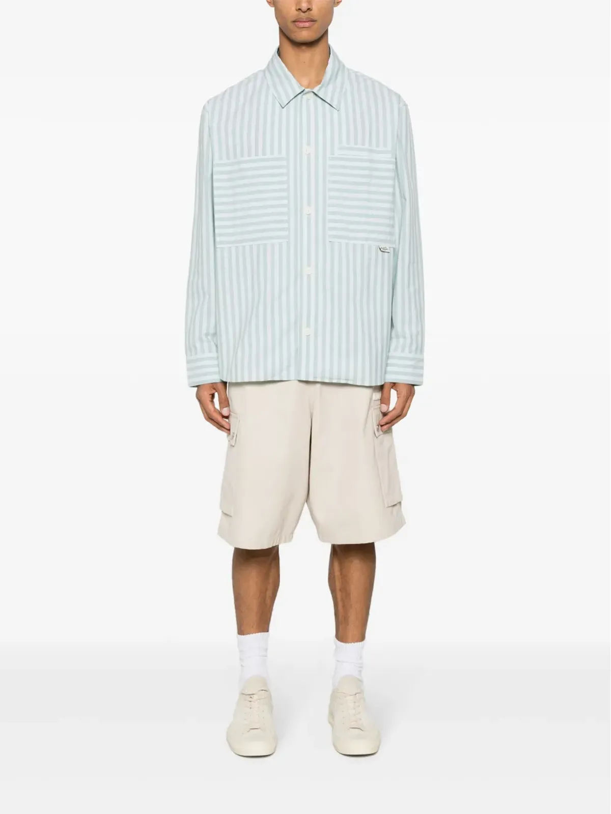 Maison Kitsuné ストライプコットンシャツ - ブルー - 画像2
