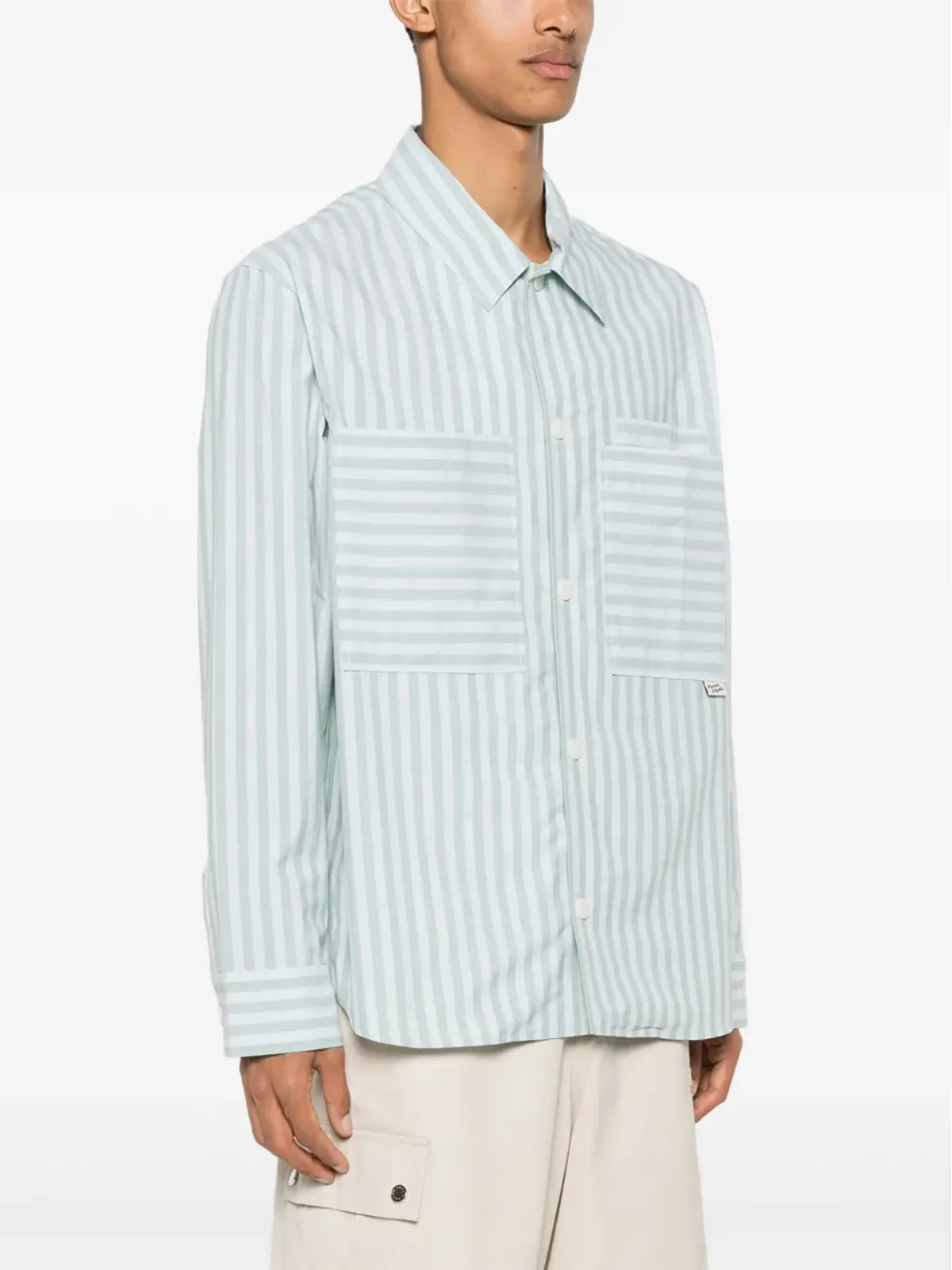 Maison Kitsuné ストライプコットンシャツ - ブルー - 画像3