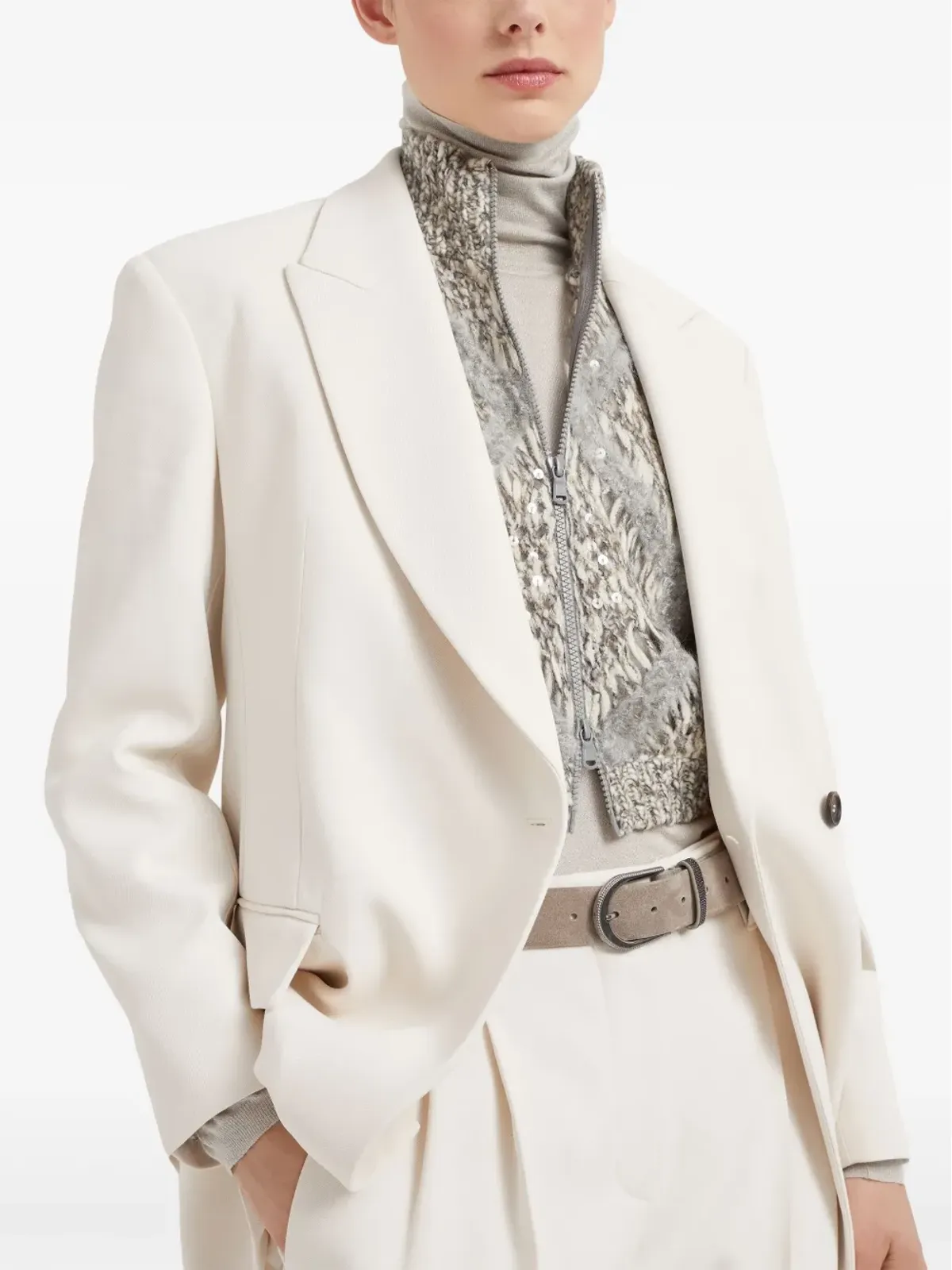 Brunello Cucinelli レザー ベルト - グレー - 画像4