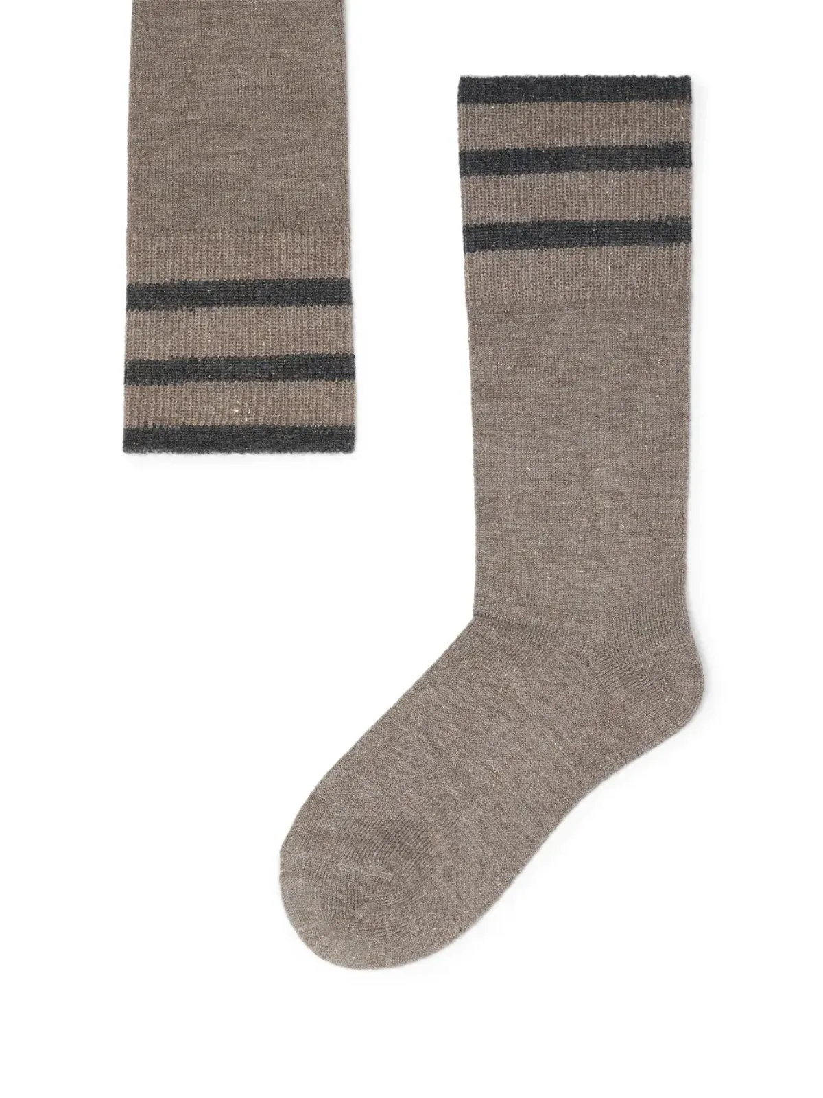 Brunello Cucinelli ストライプディテールソックス - ブラウン - 画像2