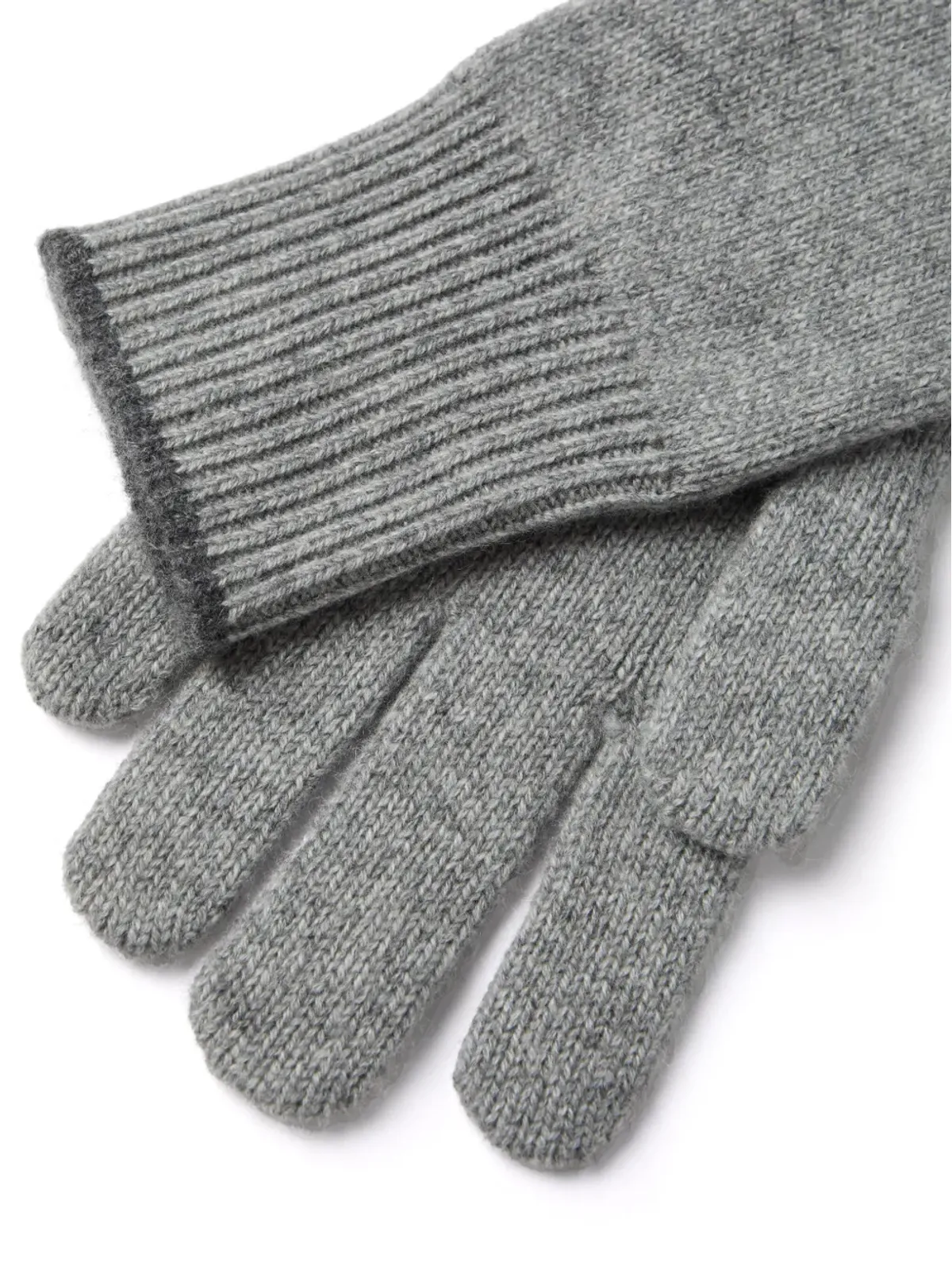 Brunello Cucinelli リブ編みカシミヤグローブ - グレー - 画像2