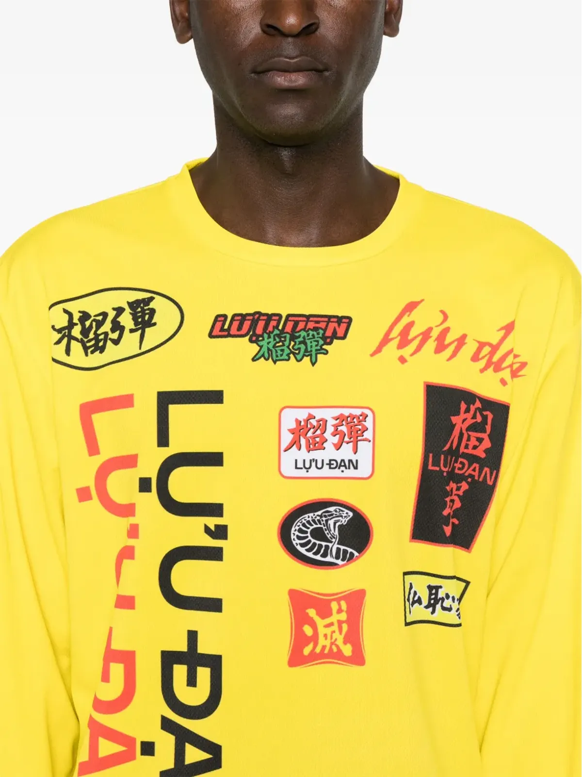 LỰU ĐẠN graphic-print jersey - Yellow - 画像5
