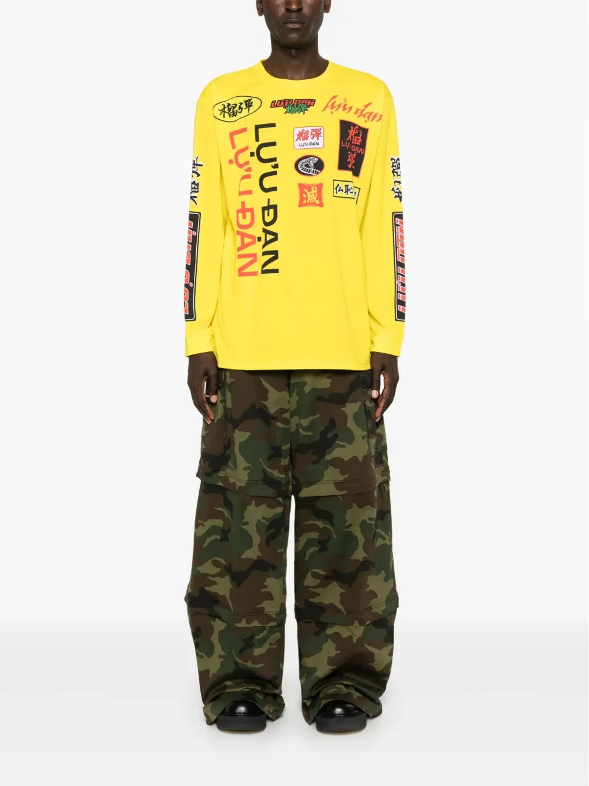 LỰU ĐẠN graphic-print jersey - Yellow - 画像2