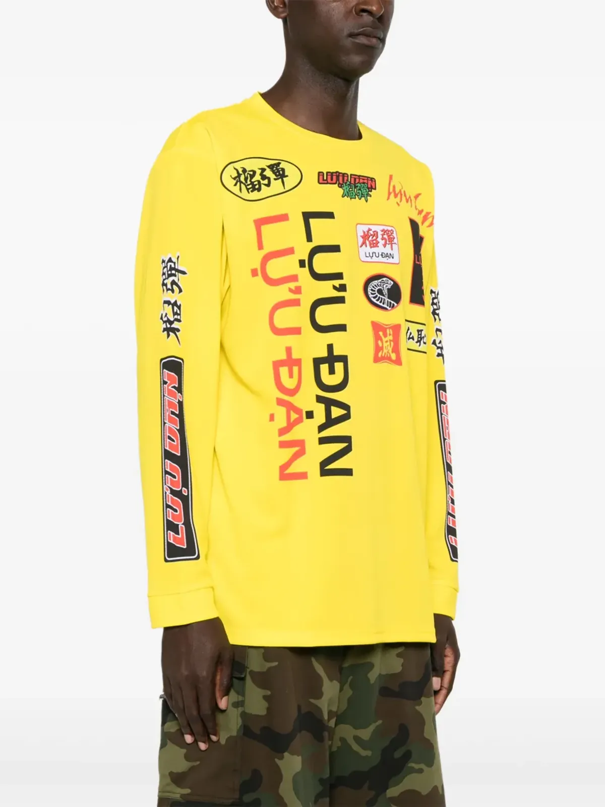 LỰU ĐẠN graphic-print jersey - Yellow - 画像3