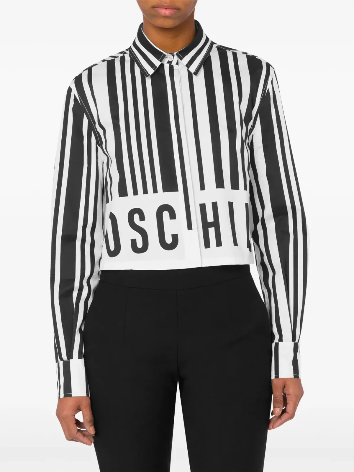 Moschino バーコードプリント コットン シャツ ホワイト - 画像2
