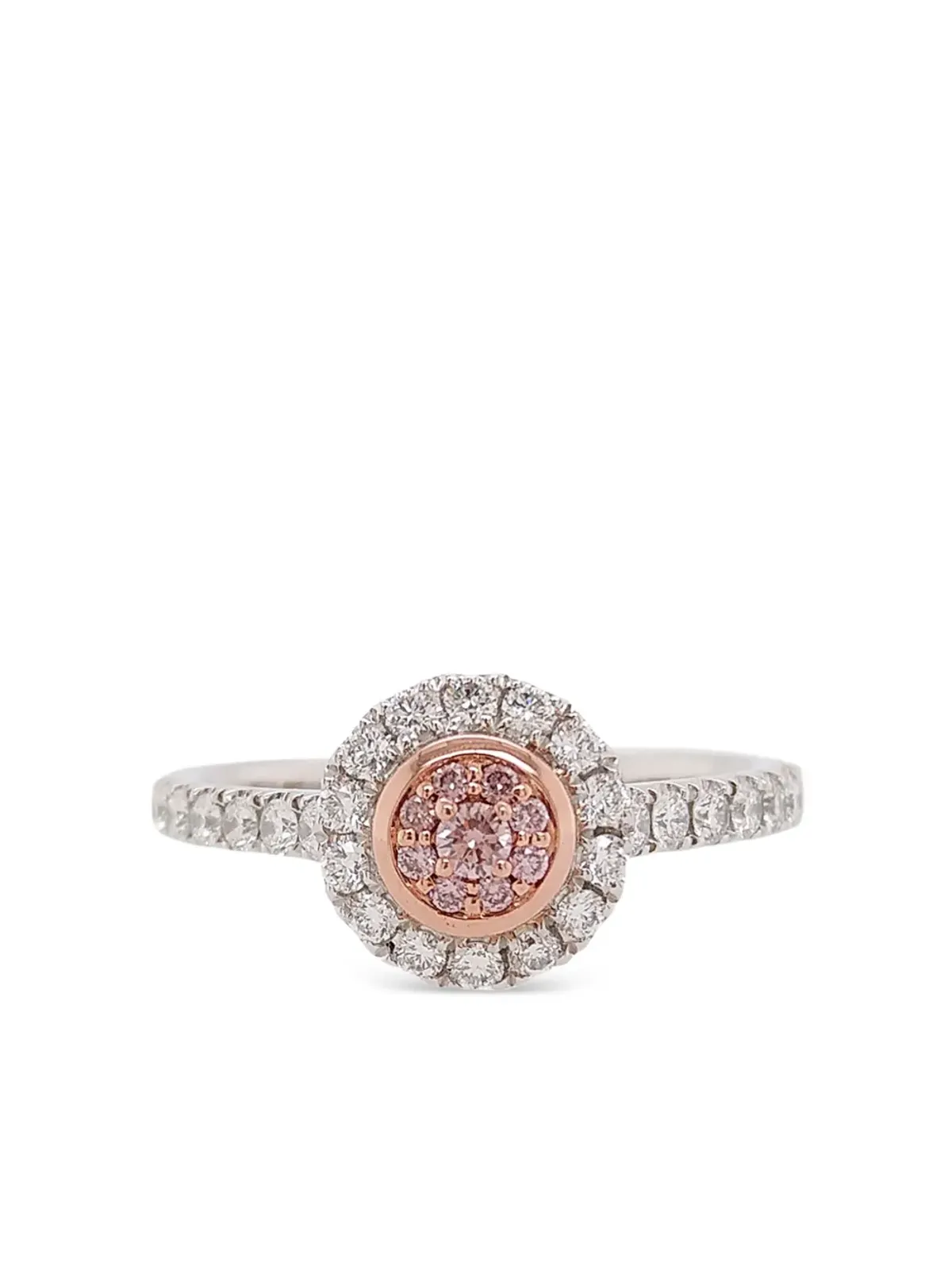 HYT Jewelry 18K ローズゴールドとプラチナのハーフパヴェダイヤモンドリング - シルバー - 画像1
