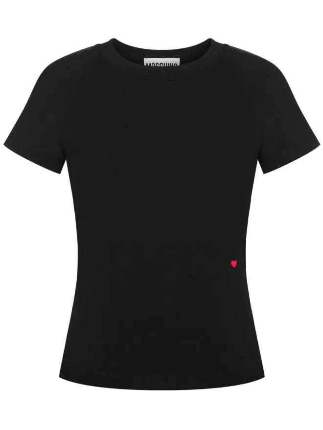 Moschino Moschino ハート刺繍入りコットンTシャツ - ブラックの商品画像