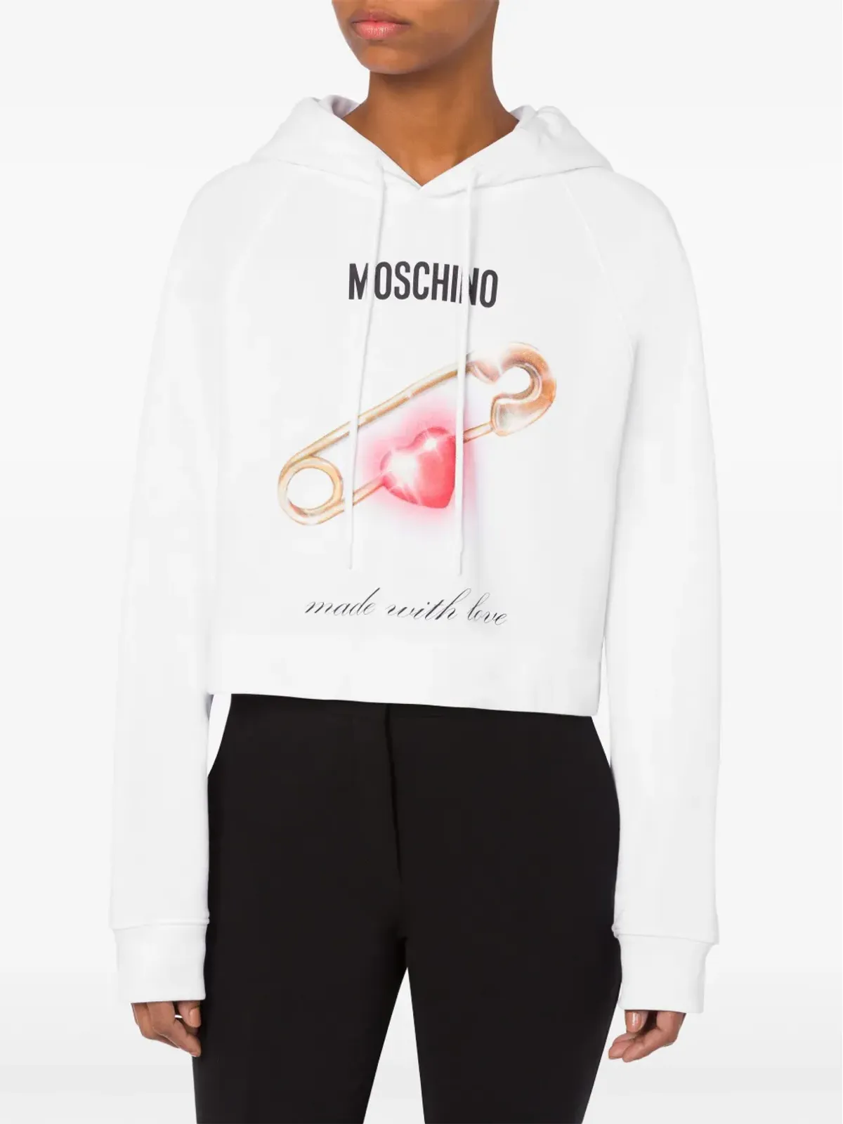 Moschino ハートプリント コットン パーカー - ホワイト - 画像2