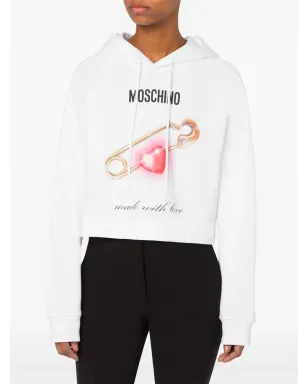 Moschino ハートプリント コットン パーカー - ホワイト - サムネイル2