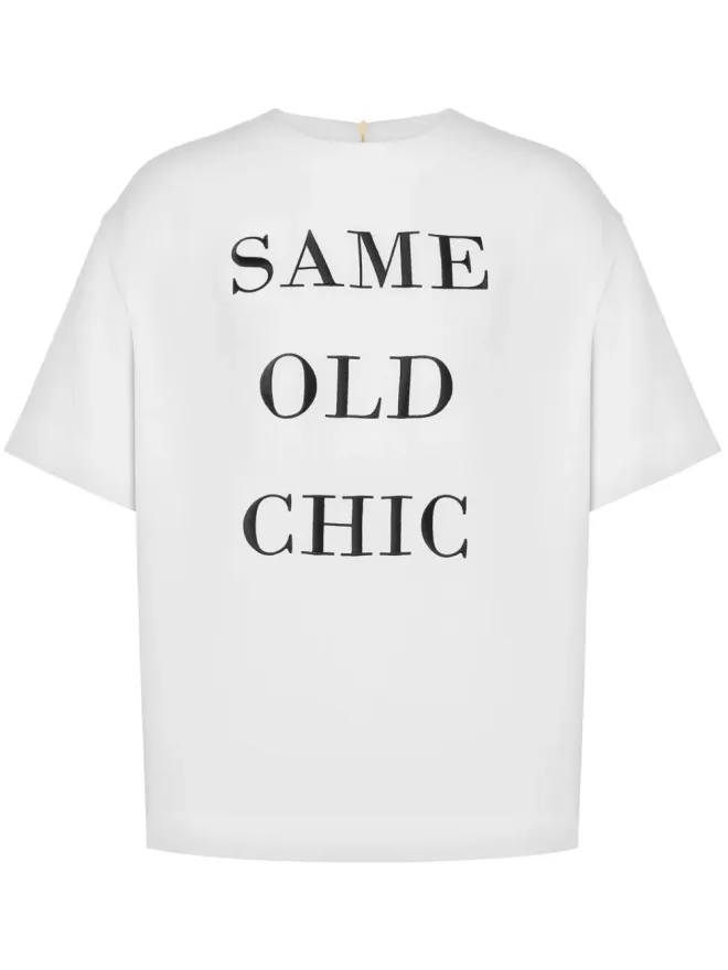 Moschino Moschino スローガンプリントジップアップ Tシャツ - ホワイトの商品画像