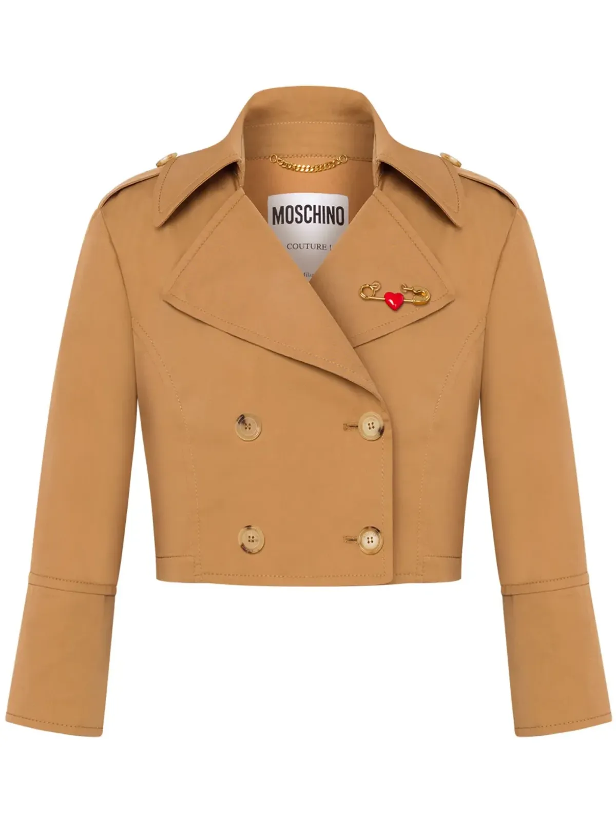 Moschino クロップド ダブルブレスト ジャケット ニュートラルカラー - 画像1