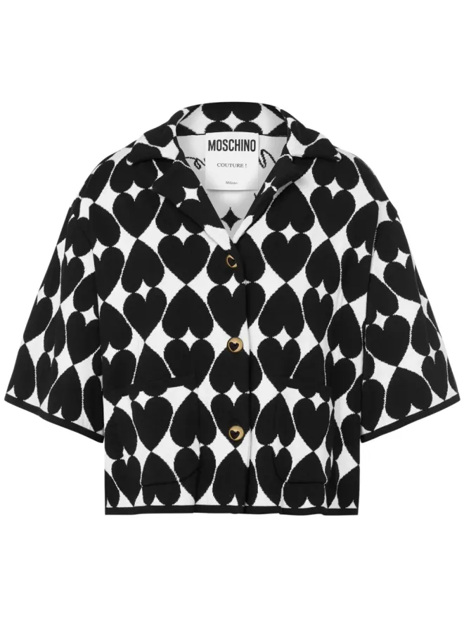 Moschino Moschino ハートモチーフのインターシャ編みコットンシャツ - ブラックの商品画像