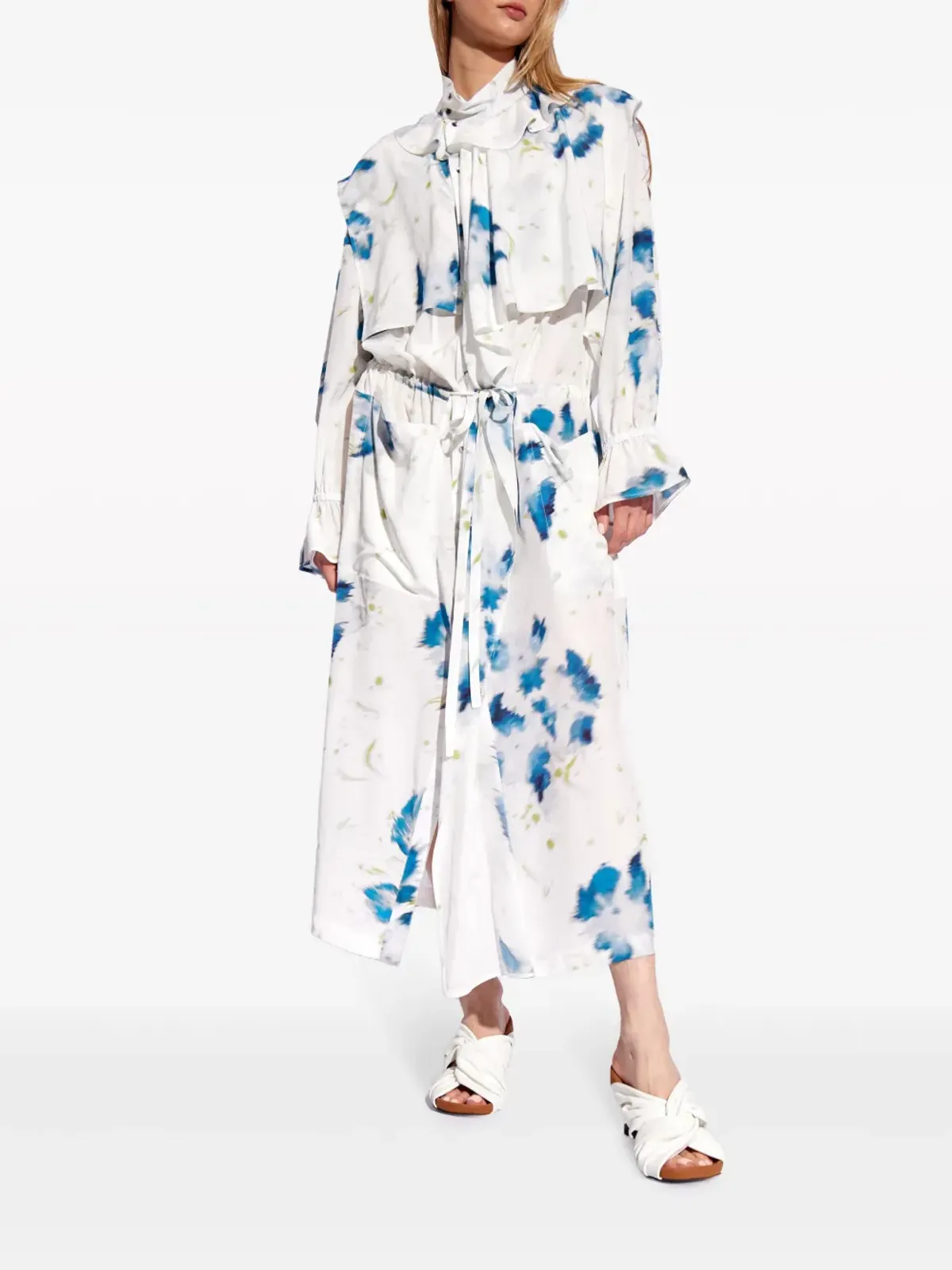 LEMAIRE 花柄プリント レイヤードシャツドレス - White - 画像2