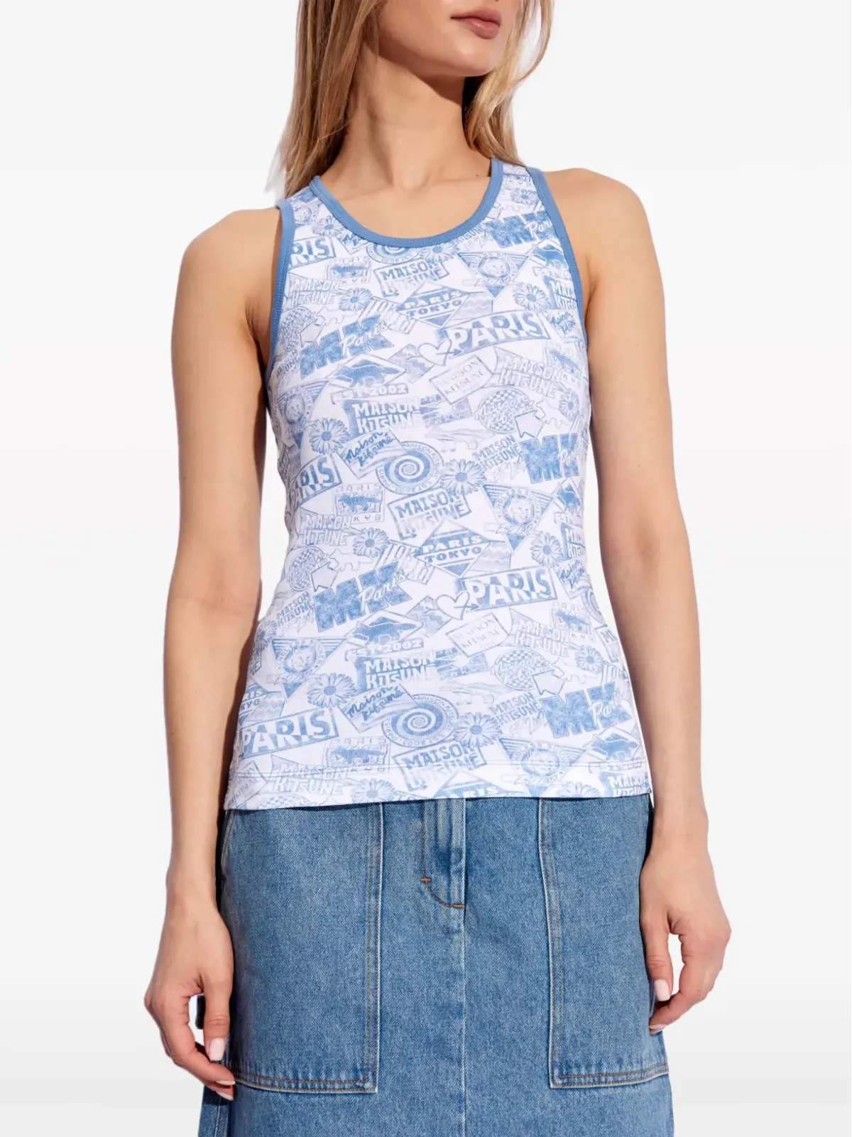 Maison Kitsuné Surf Collage コットン タンクトップ - ブルー - 画像3