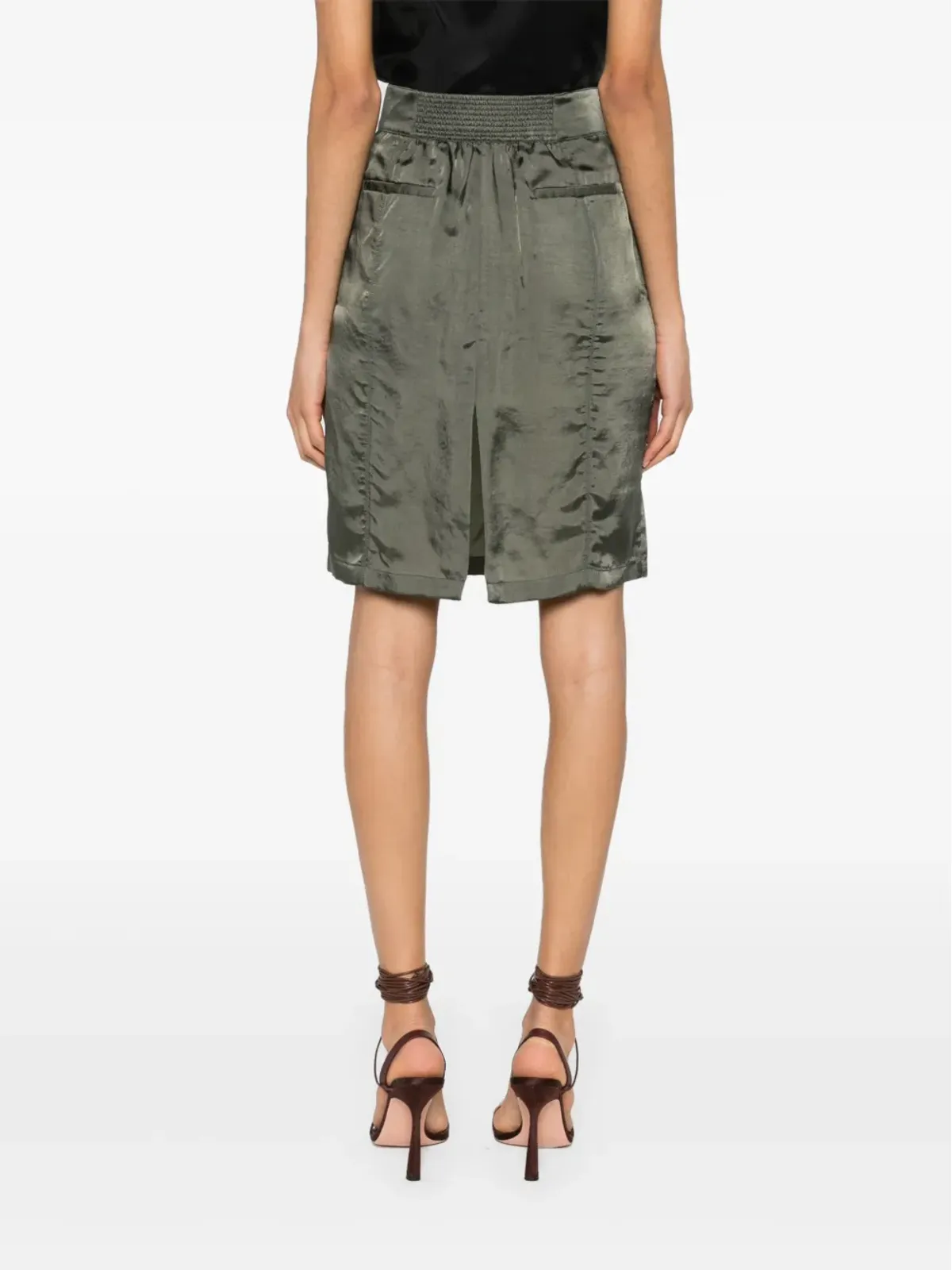 Saint Laurent サテンペンシルミニスカート - グリーン - 画像4