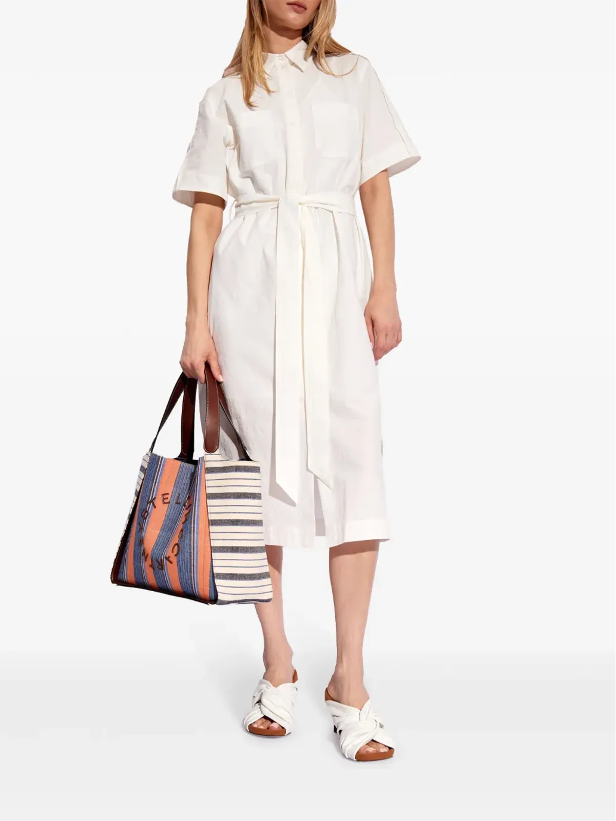 Maison Kitsuné ベルト付きコットンシャツドレス - ホワイト - 画像2