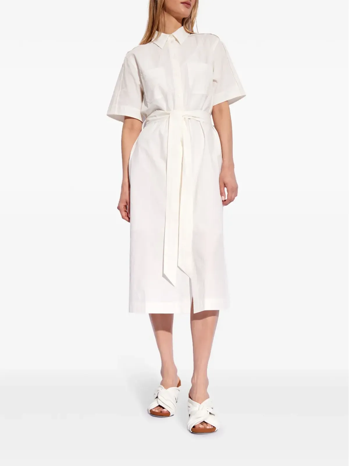 Maison Kitsuné ベルト付きコットンシャツドレス - ホワイト - 画像3