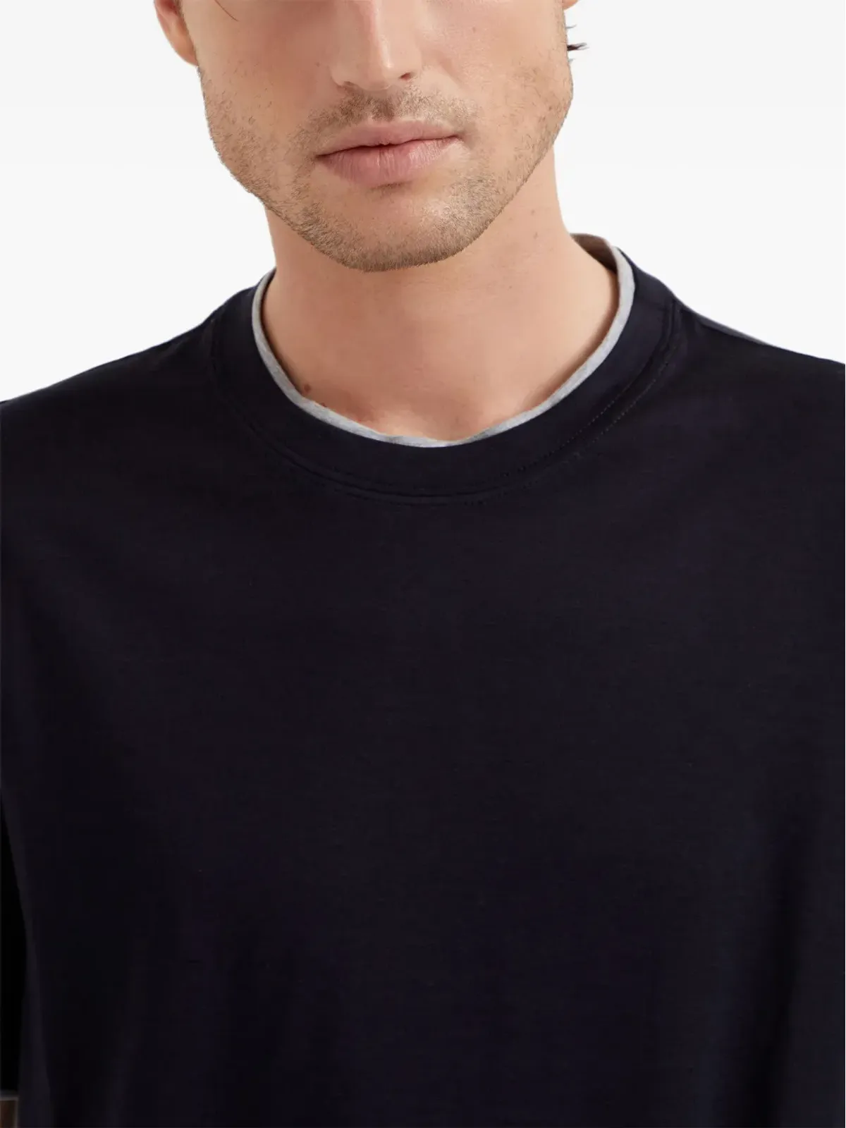 Brunello Cucinelli コントラストトリム ジャージーTシャツ - ブルー - 画像4