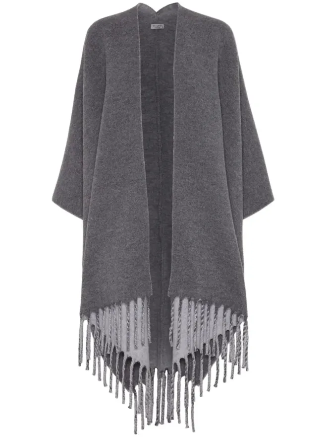 Brunello Cucinelli Brunello Cucinelli フリンジ付き ウール-カシミヤ ケープの商品画像