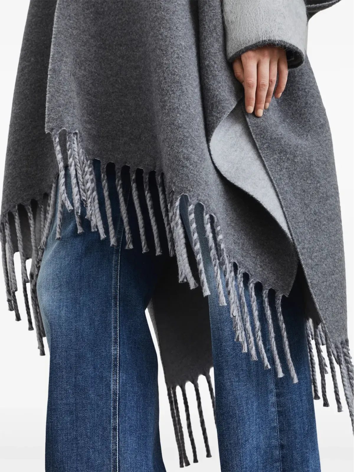 Brunello Cucinelli フリンジ付き ウール-カシミヤ ケープ - 画像5