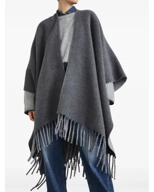 Brunello Cucinelli フリンジ付き ウール-カシミヤ ケープ - サムネイル3