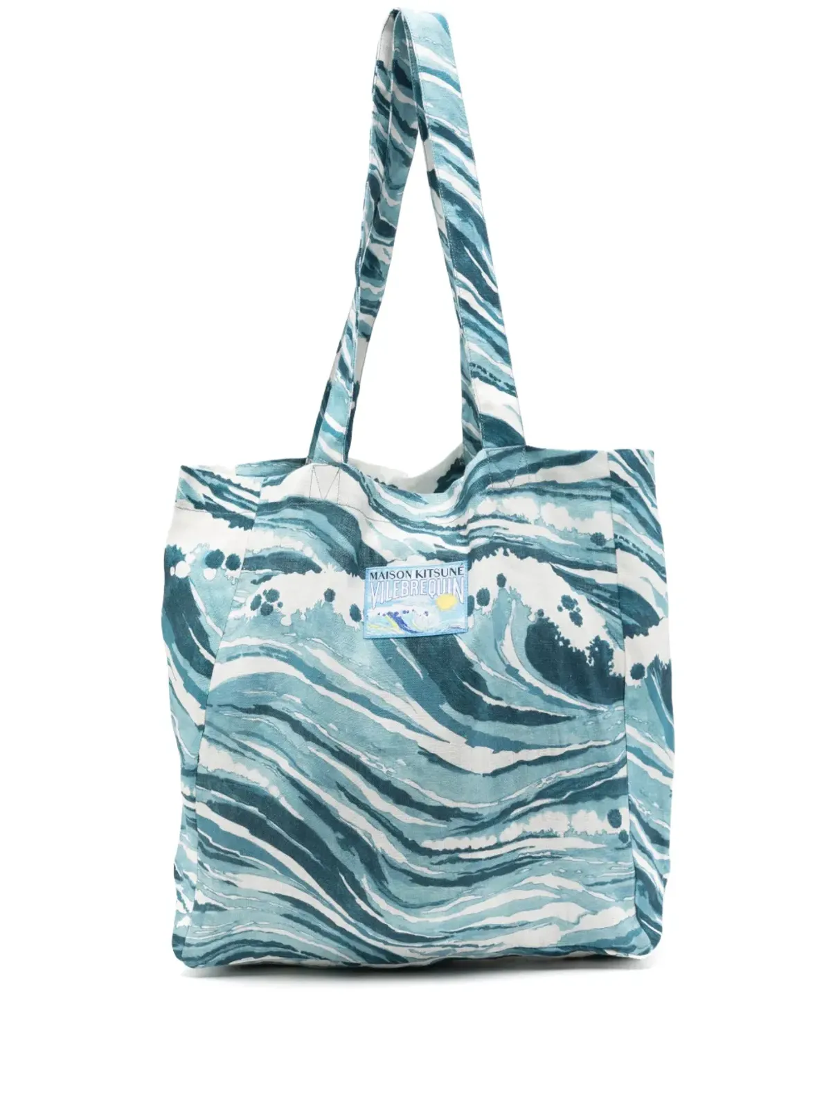 Maison Kitsuné アブストラクトパターンプリントリネンバッグ - 画像1