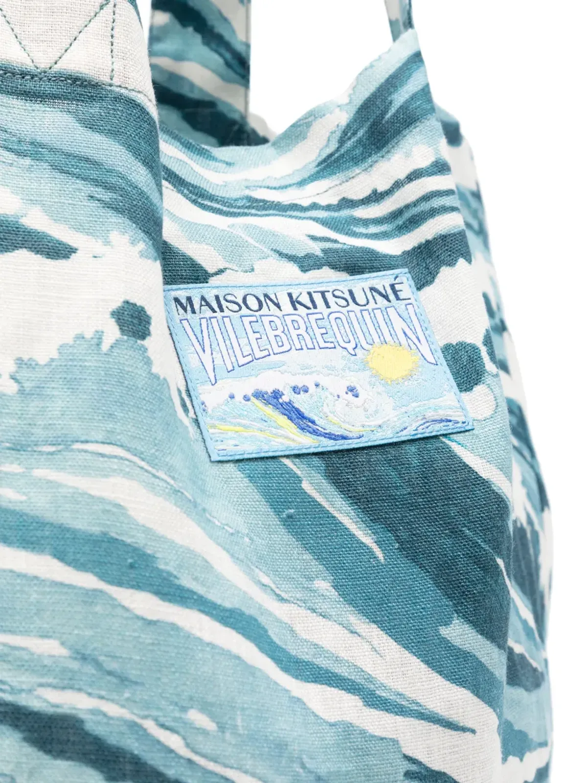 Maison Kitsuné アブストラクトパターンプリントリネンバッグ - 画像3