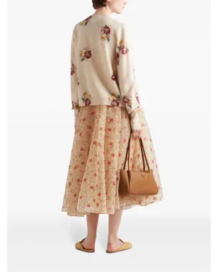 Prada フローラルプリント ウール カーディガン（ニュートラル系） - サムネイル3