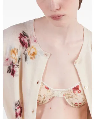 Prada フローラルプリント ウール カーディガン（ニュートラル系） - サムネイル4