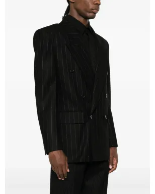 Saint Laurent ダブルブレスト ウール ブレザー - ブラック - サムネイル3