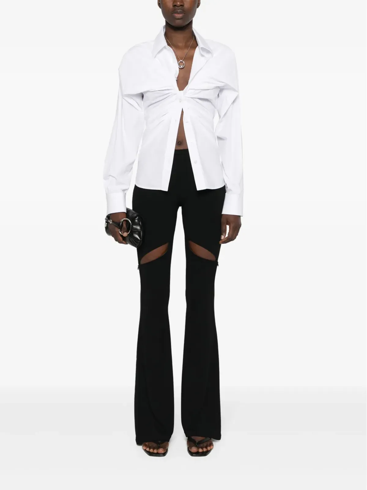 Courrèges Ellipse ブートカットパンツ ブラック - 画像2
