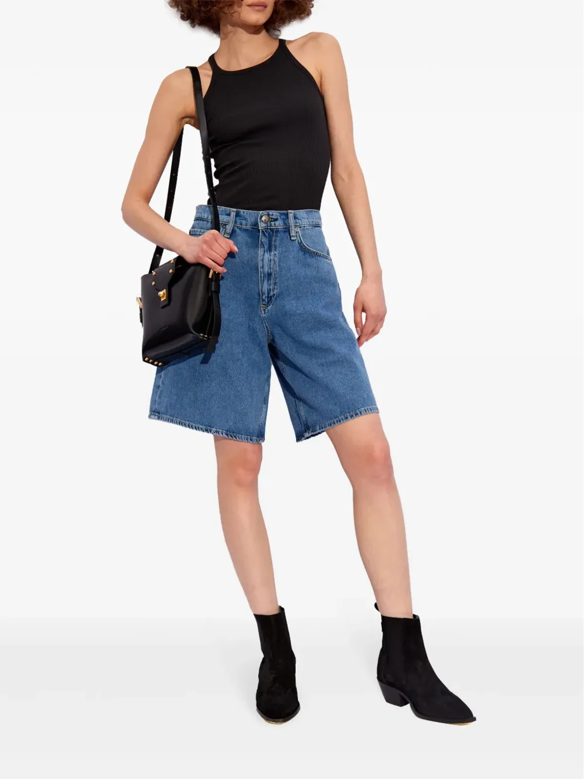 rag & bone エッセンシャル リブ編みタンクトップ（ブラック） - 画像2